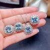 Imitation Natural Crystal Jewelry Set Women Sky Blue Topaz Necklace Ring Earrings Pendant