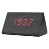 Wooden Electronic Digital Alarm Clock LED Display Temperature Time Voice Control Black Wood
