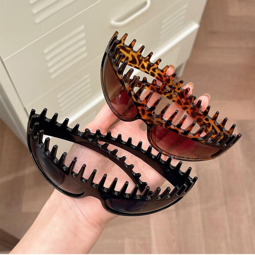 Leopard Print Sunglasses Headband Comb Shaped Women Hair Hoop Personalized Summer Sunglasses Women