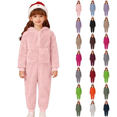 Chirdren's Solid Color Thickened Jumpsuits For Boys And Girls