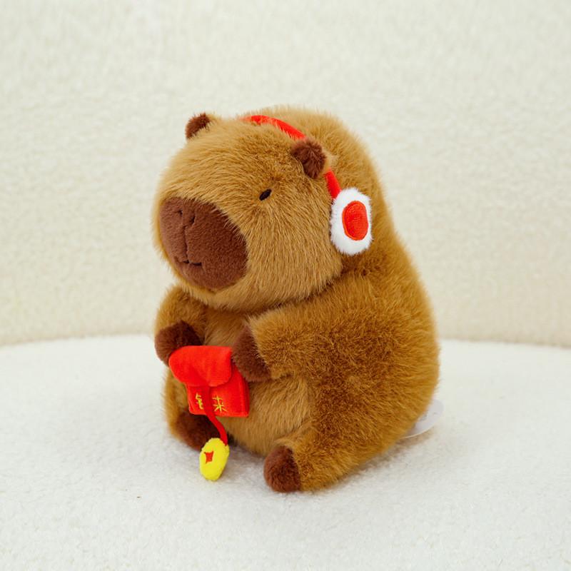 

Packet Capybara Red The God Of Wealth Plush Toy Cartoon Stuffed Doll Kids Gift Headphones 22cm