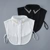 High-Quality Luxury Detachable Fake Collar Pearl Rhinestones Designs White Black Neckline Half Shirt