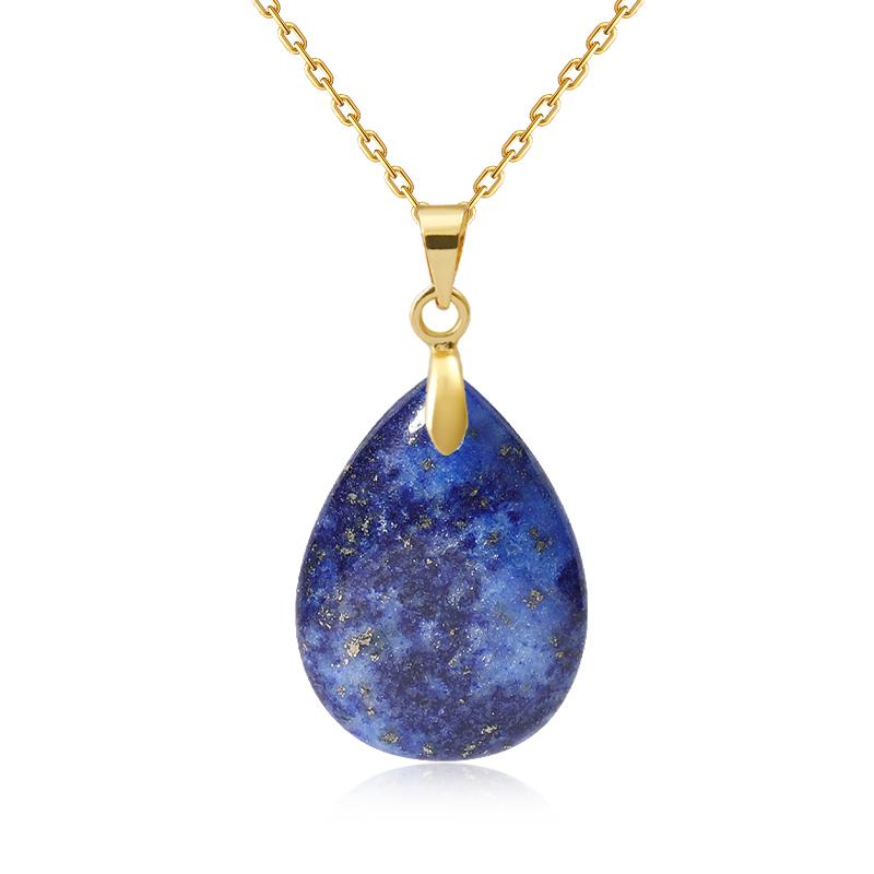 New Fashion Natural Stone Crystal Pendant Teardrop Simple Pendant Necklace Earrings Making Jewelry With Chain Collar