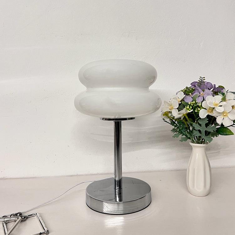 Bauhaus Egg Tart Glass Table Lamp - Thick-Sole Night Light for Bedroom, Bedside, or Living Room