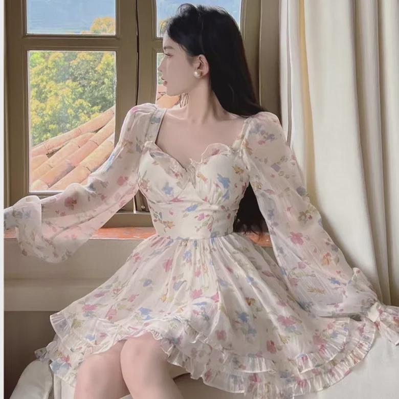 Elegant French Floral Summer 2024 Dress - Plus Size Princess Style