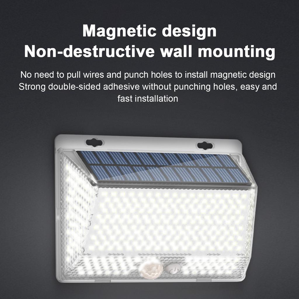 328LEDs Solar Garden Outdoor LED Wall Light Home Outdoor Waterproof Magnetic Remote   Side Lighting Sensor Wall Light