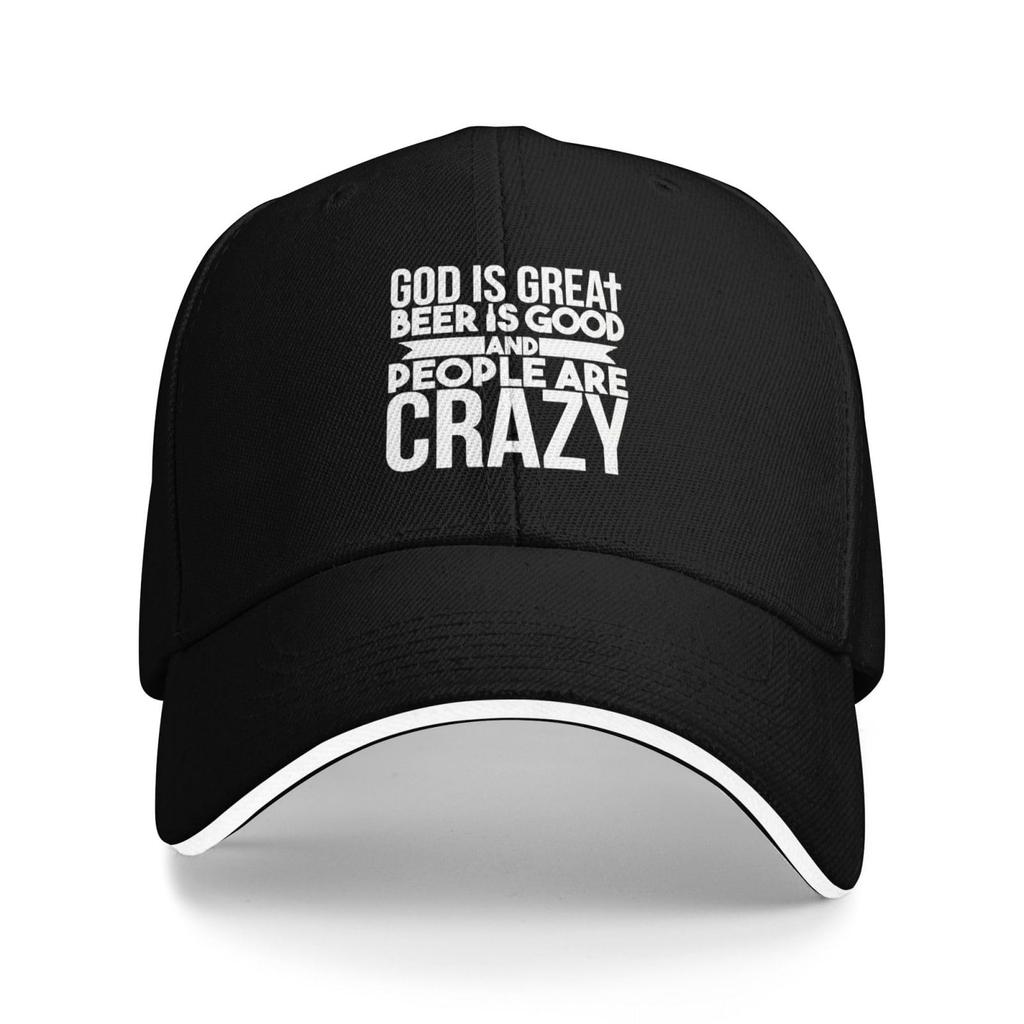 God Is Great Beer Is Good People Are Crazy Sandwich Cap Unisex Adult Baseball Cap Lightweight Hat