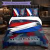 Netherlands Football Pattern 3 Pieces Bedding Set Soft Microfiber Duvet Cover with Pillow Cases for Bedroom