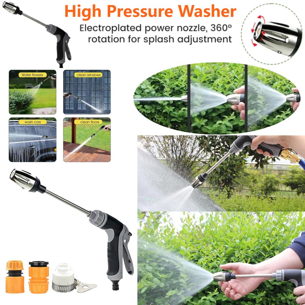 Handheld High Pressure Washer with 360° Rotating Garden Hose Pressure Power Washer Gun Waterblitz Turbowasher for Car Cleaning