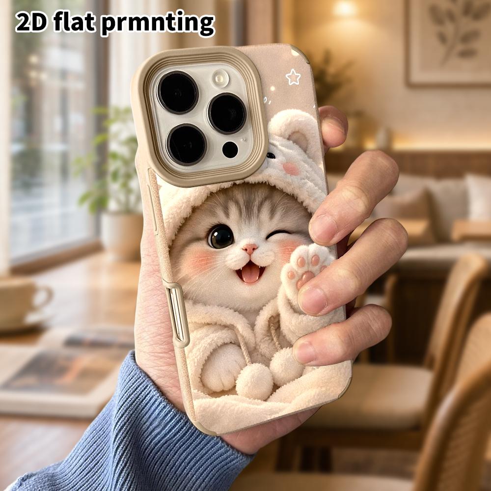 Phone Case: Lambskin 2D Flat Samsung Galaxy A34 A35 M05 M06 S20 S22 S21 FE Plus 5G Protective Case, Wink Kitty, Christmas and Halloween Gifts