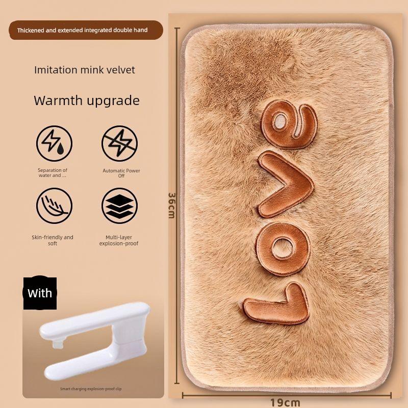 Rechargeable Explosion-Proof Hot Water Bottle, Electric Heating Pad for Bed, Cute Plush Hand Warmer for Women, Warming Gadget