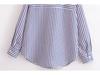 2025 Spring Women's Metallic Thread Striped Long Sleeve Shirt with Turn-Down Collar, European & American Style.