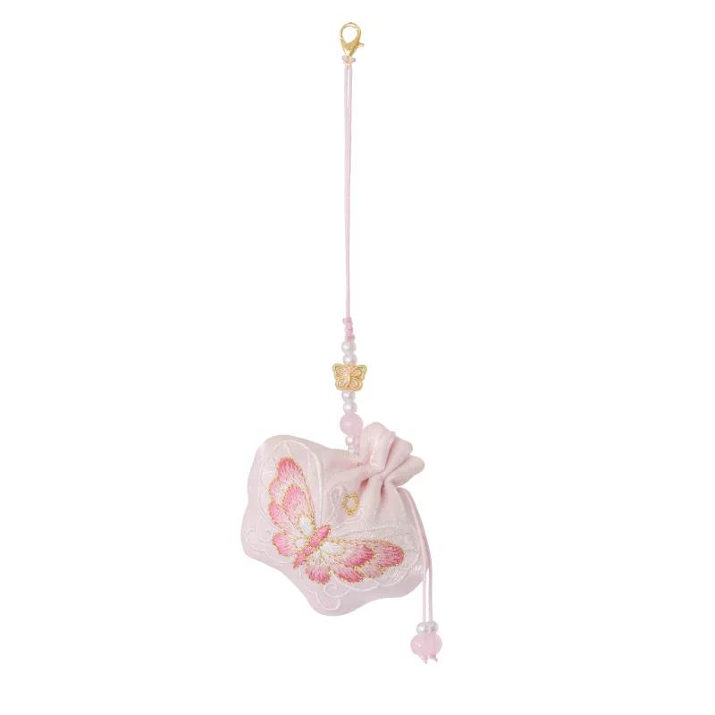 Qixi Festival Traditional Style Empty Sachet, Qipao Brooch Pendant, Hanfu Embroidery Butterfly Osmanthus Fragrance Bag, Portable Mosquito-Repellent