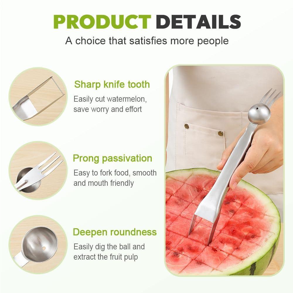 1/2/3 PCS Artifact Stainless Steel Watermelon Cutter 3-in-1 Dual Head Slicer Tool Multi-functional Portable Fruit Forks Home Use