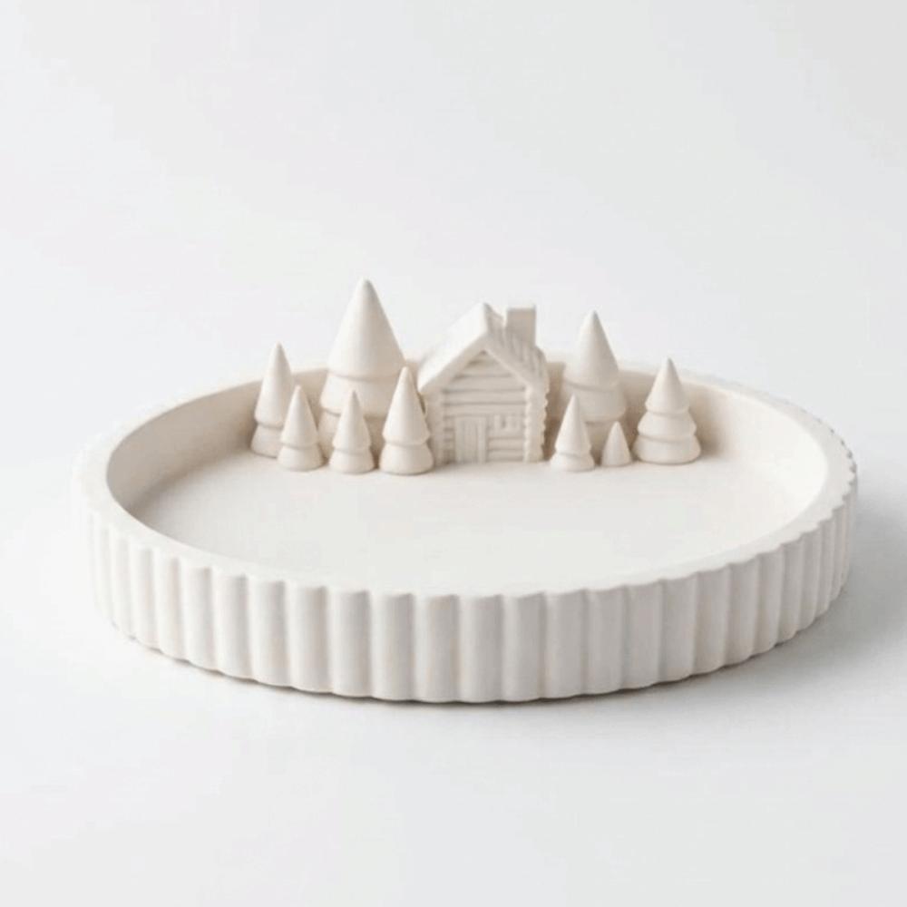 Small Miniature Landscape Hollow Ball Shaped Snow Scene Decoration Christmas Atmosphere Tray Home