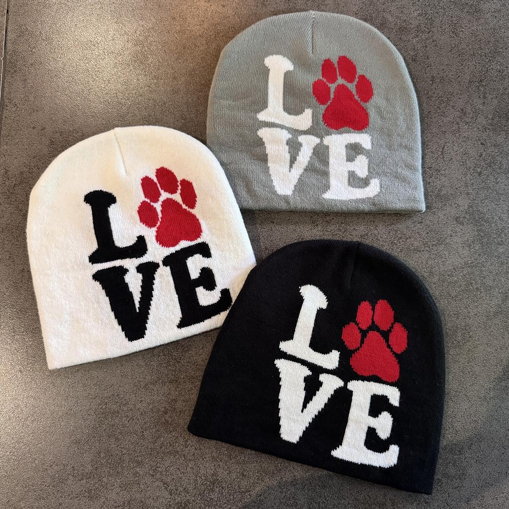 Paw Letter Dog Pattern Neutral Casual Warm Knitted Hat For Fall And Winter