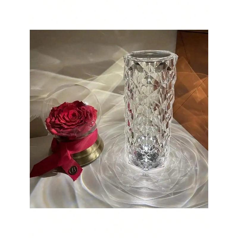 LED Rose Lamp Crystal Table Lamp 3/16 Colors Touch/Remote Diamond  Romantic Christmas USB Party Night Light Projector Light