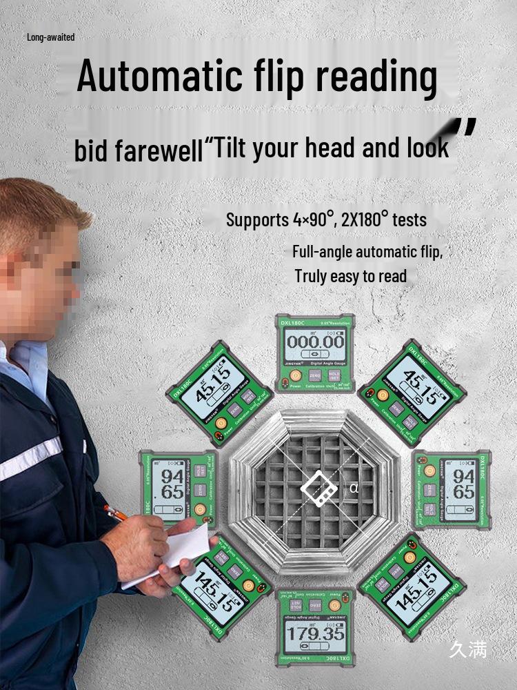 Jingyan Digital Inclinometer: High-Precision Magnetic Angle Meter with 180° Level Ruler