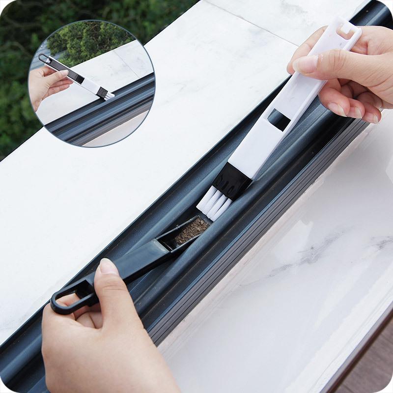 Doors, Windows and Windows Groove Groove Cleaning Brush, Groove Small Brush with Dustpan Dead Angle Gap Brush Screen Window Cleaning Tool