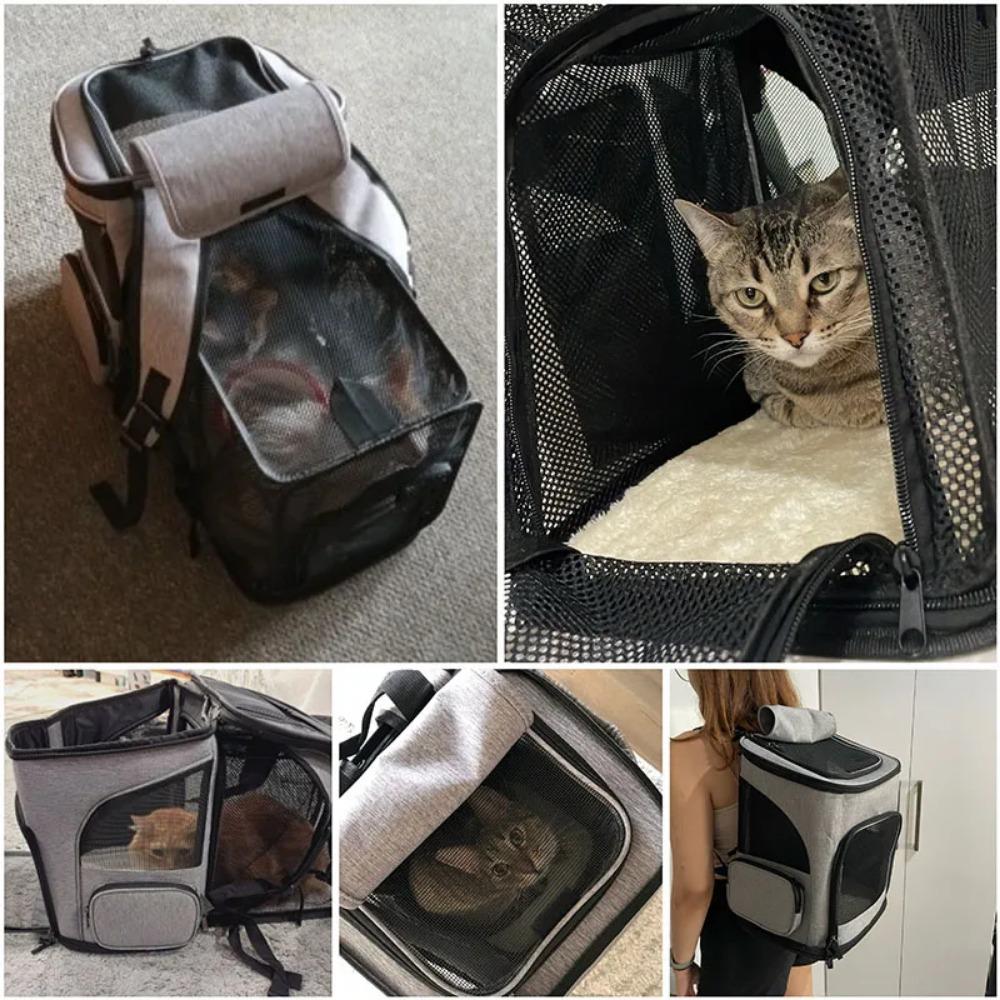 Atmungsaktiver Haustier-Katzen-Tragerucksack, faltbar, für den Transport von Haustieren, Reisetasche, erweiterbar, große Kapazität, kreativ für Katzen und Hunde