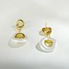 Light Luxury and High-end White Geometric Earrings, Women's Earrings, Fashionable and Exquisite, Niche Earrings, French Design Sense