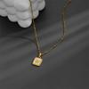 Elegant Rose Butterfly White Shell Pendant Necklace in Titanium Steel