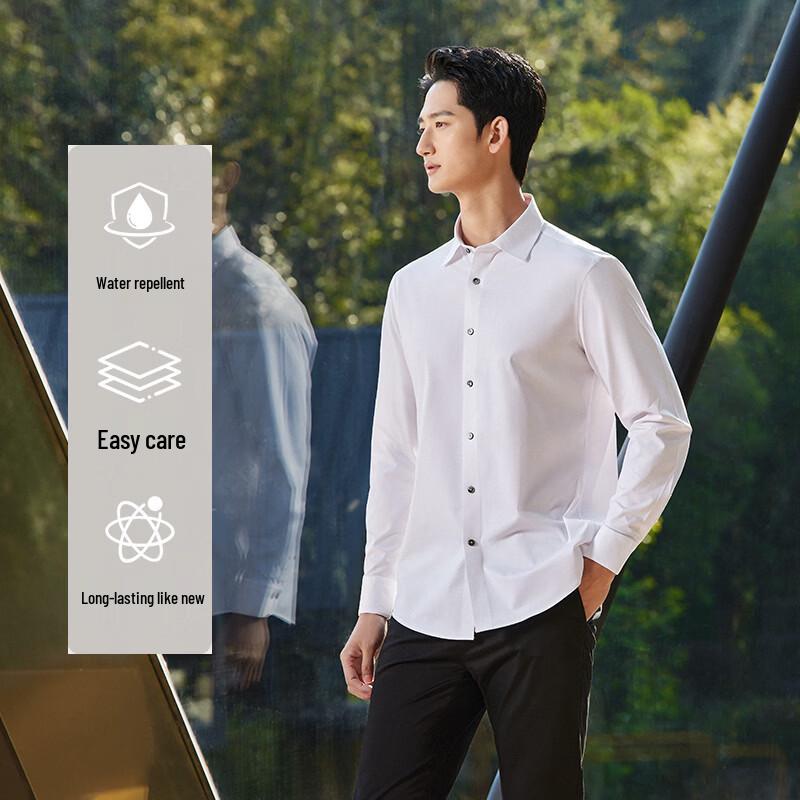 Langdeng Men's Long-Sleeve Business Easy-Care Shirt