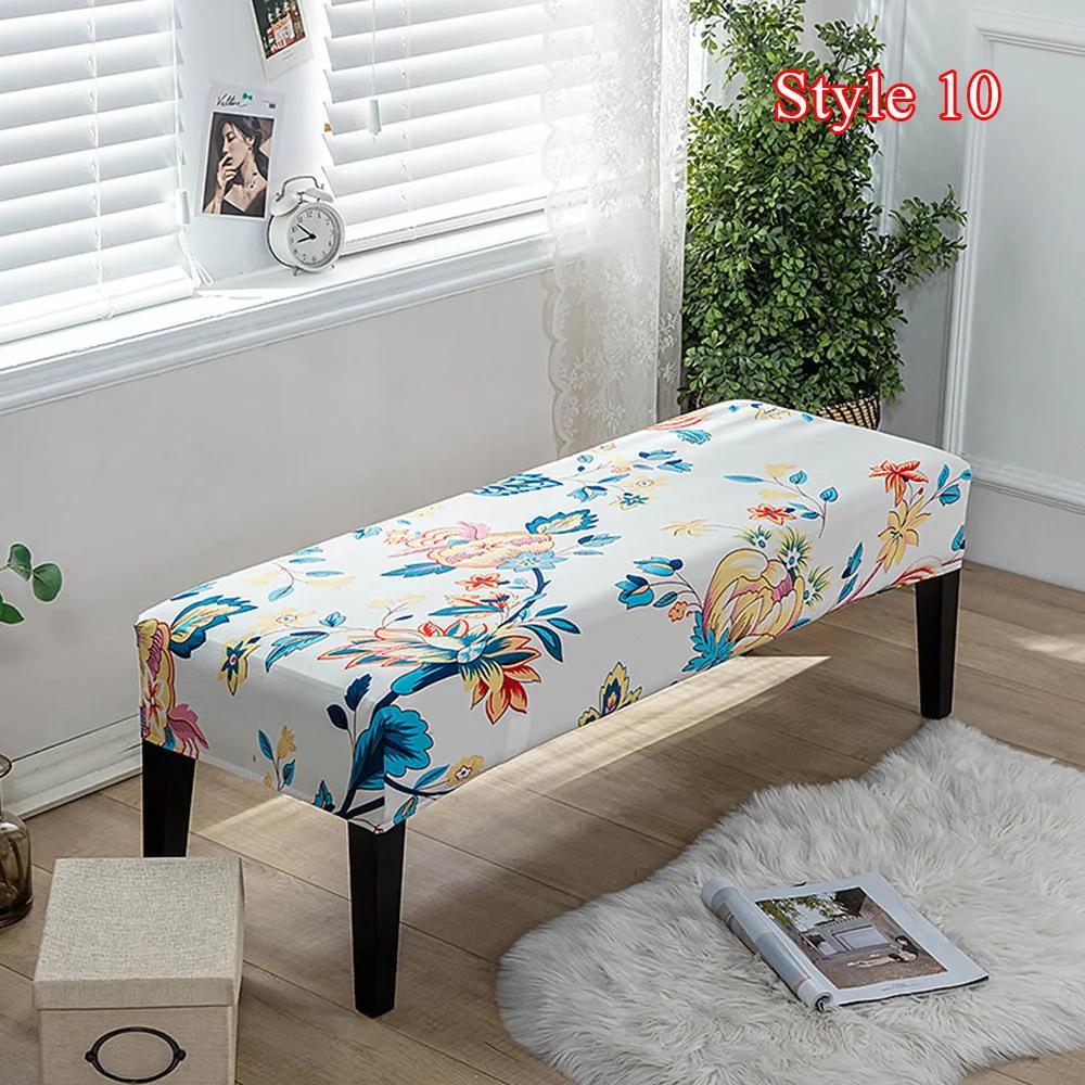 Geometric Bench Cover Stretch Spandex Piano Stool Cover Long Ottoman Cover Solid Color Changing Shoes Chair Slipcover Home Decor