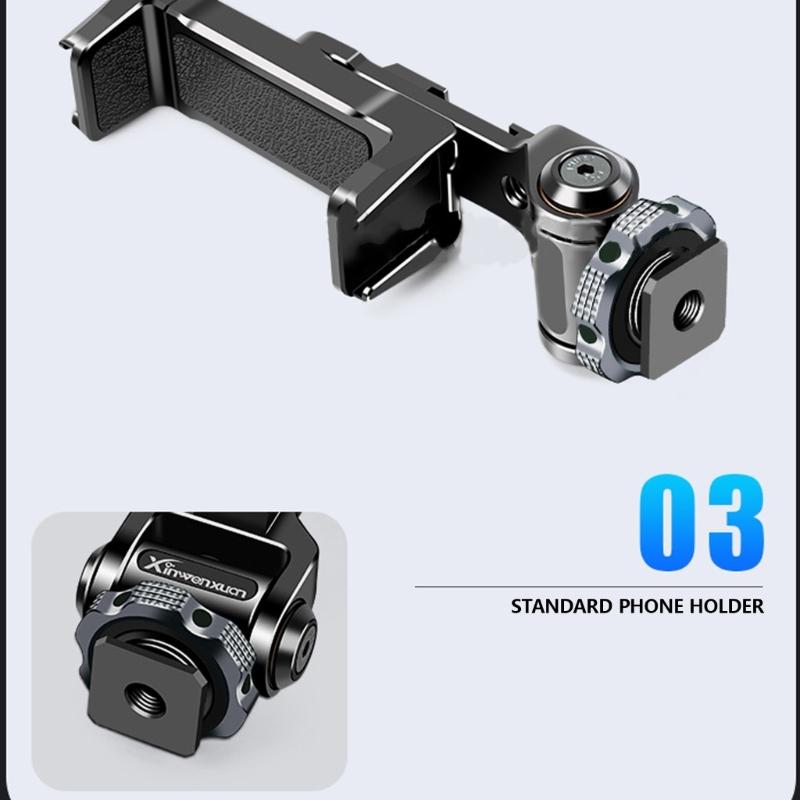 Phone Tripod Mount, Universal Smartphone Mount Adapter with 3 Cold Shoe & 1/4" Standard Screw, 360 Rotates