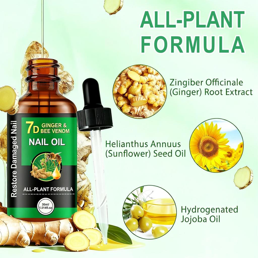 7D Ingwer & Bienengift Nagelöl-Stärkt Nägel für gesundes Wachstum-Eliminiert schädliche Keime-30ml