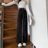 High Waist 2025 Autumn and Winter Black Wide-leg Straight Jeans Women's Loose and Thin New Drape Mopping Ins