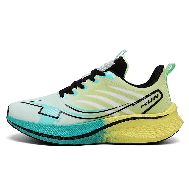 Men's Cushioning Running Shoes with Carbon Plate Marathon Women Lightweight Spring Sneakers Shock Absorption for Jogging Workout