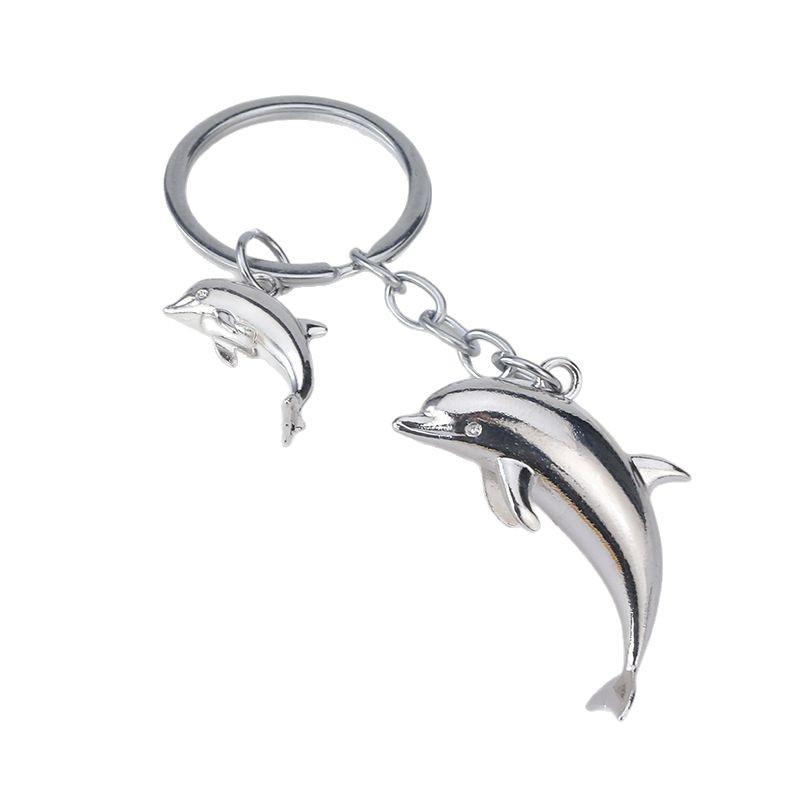Ocean Dolphin Alloy Keychain 3D Detailed Marine Keys Bags Ornament Pendant Mini Gift Animal Themed Keyring for Women and Men