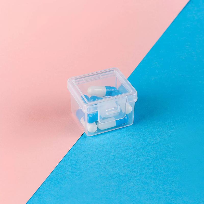 WTEMPO Mini Square Transparent Plastic Boxes Flip Cover Tiny Gift Boxes Universal Small Packaging Boxes Storage and Display Boxes