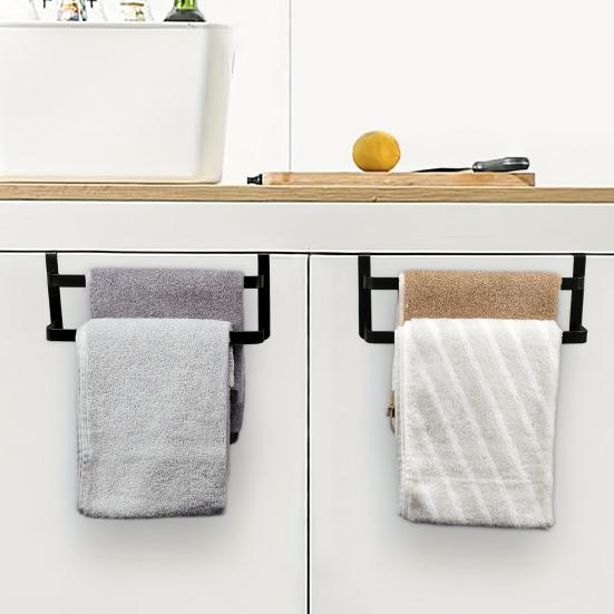 Toallero para colgar en la puerta del armario, barra colgante, fuerte soporte de carga, diseño de 2 capas, fácil instalación, colgador de toallas para puerta de baño