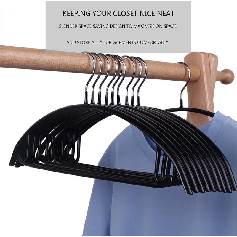 Clothes Hanger Rubber Coated Contour Metal No Bumps Hanger, Suit Hanger,Coat Jacket Hangers,Sweater Hanger (Pack of 50)