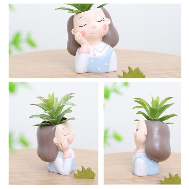2×Head-Planter Silicone Mold Face Flower Pot Concrete Mold Face Statue Planter Mold Face Flower Vase Epoxy Casting Mold
