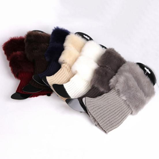 Puños de botas con canalé peludo para mujer, calentadores de piernas, moda de otoño e invierno