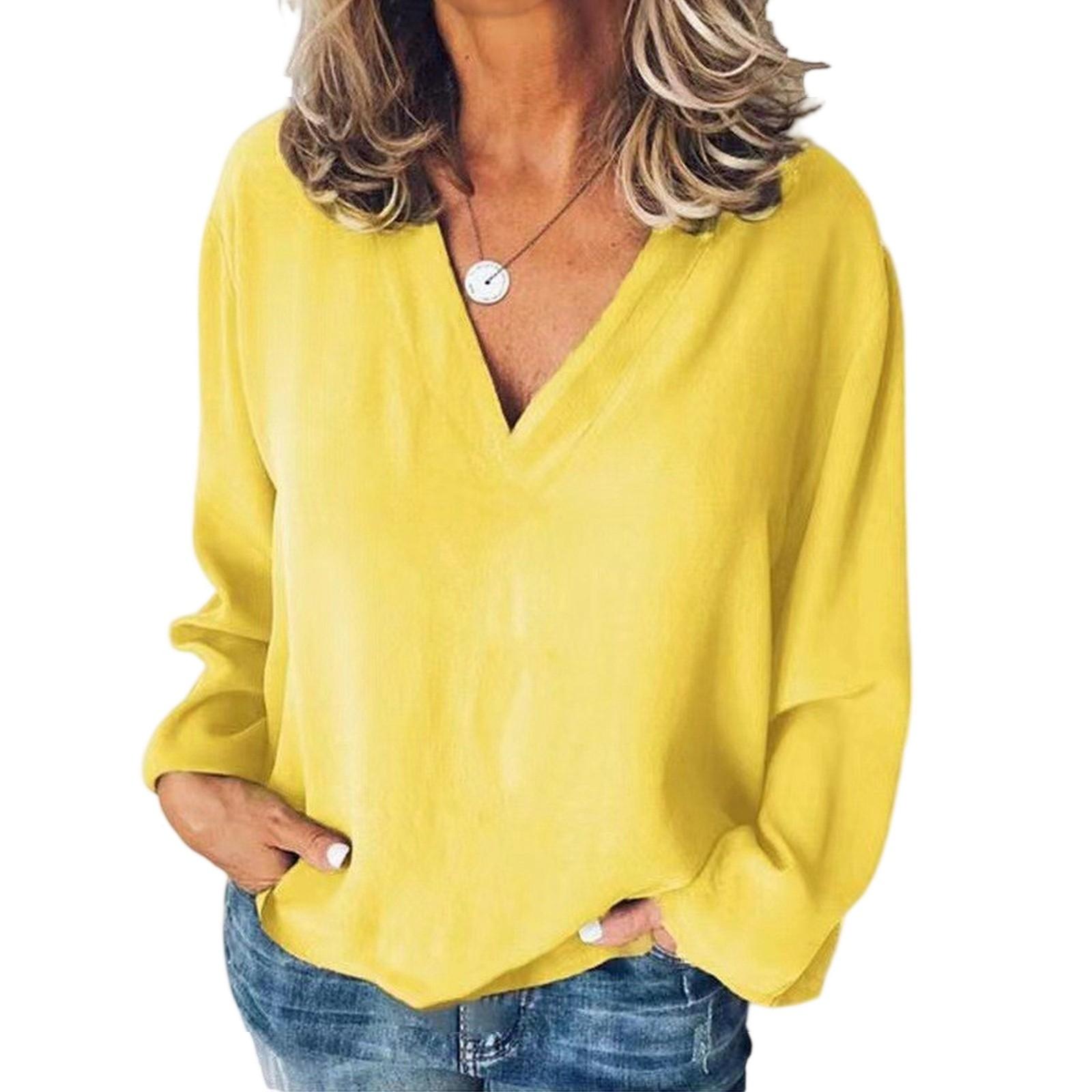 

Женская футболка с длинным рукавом, базовая, обычного кроя, на каждый день, для выходных, модная XL жёлтый