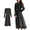 Long Sleeve Maxi Dress with and Floral Elegant and Fall Perfect for Office and Winter [MlleeSSeeldyTRC] Women's V-Neck Ribbon, Print, Stylish,