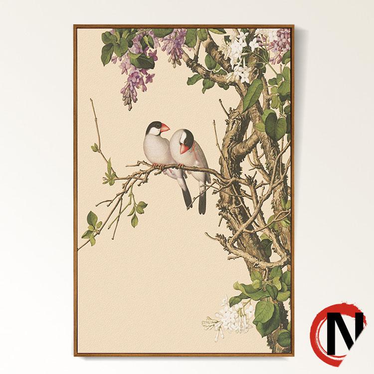 

HD животное птица холст картина весна персик цветок картина китайский стиль печать плакатов гостиная украшения дома стены 30X40cm Unframed