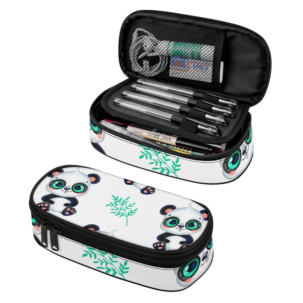 Pencil Case High Capacity 300D Polyester Easy Open Zipper with Main Compartment Mesh Pocket and Pen Slots for School and Study