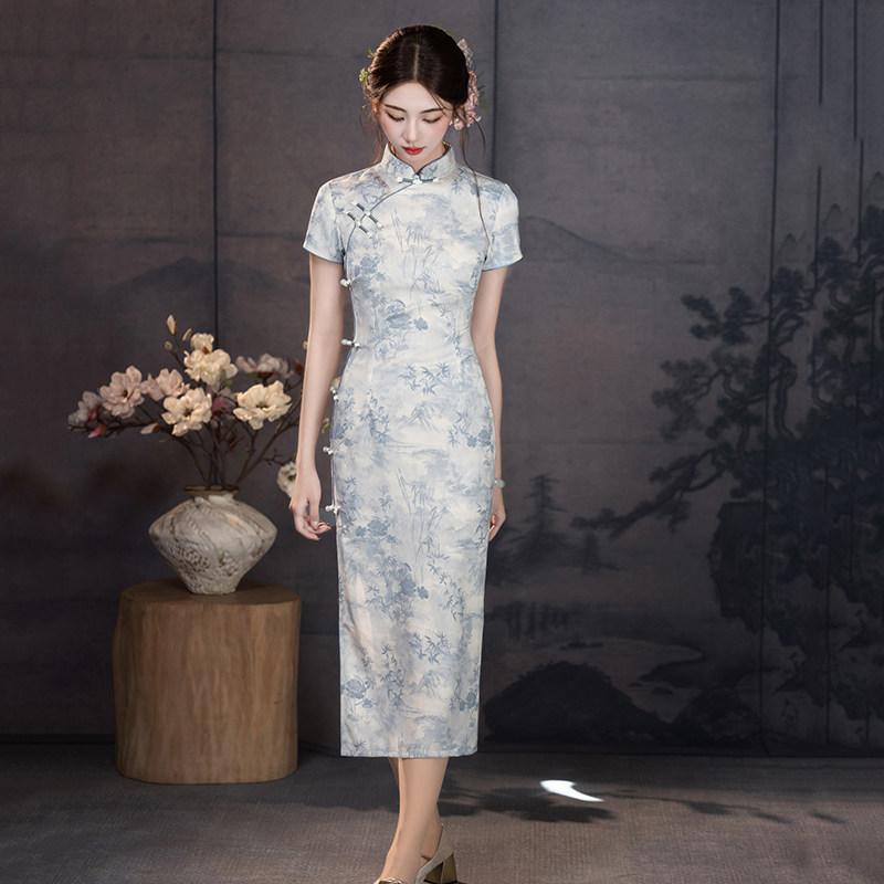 Guofeng new Chinese-style Suzhou long cheongsam improved young 1011 new women's high-end sense can be worn daily in summer