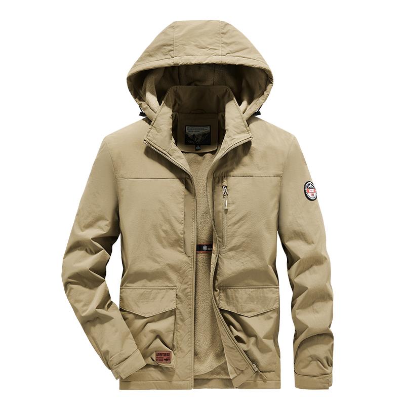 Veste courte chaude à capuche pour homme hiver zippée à poches vêtements de travail de sport et de loisirs en plein air veste en coton coupe-vent