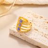 Europäischer und amerikanischer Titanstahlring mit Blumenöffnung, vergoldeter High-End-Zeigefingerring, farbenfroher, vielseitiger Ring, Schmuckgeschenk