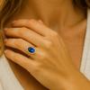 Oval  Shaped  Blue Sapphire Ring, September Birthstone Ring, Secured Bezel Set Ring, Solitaire Engagement Ring