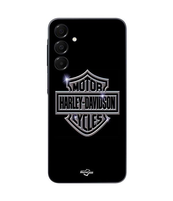 Coque Pour Samsung Galaxy A15 Harley Davidson logo motor sycles gris front noir Maniacase