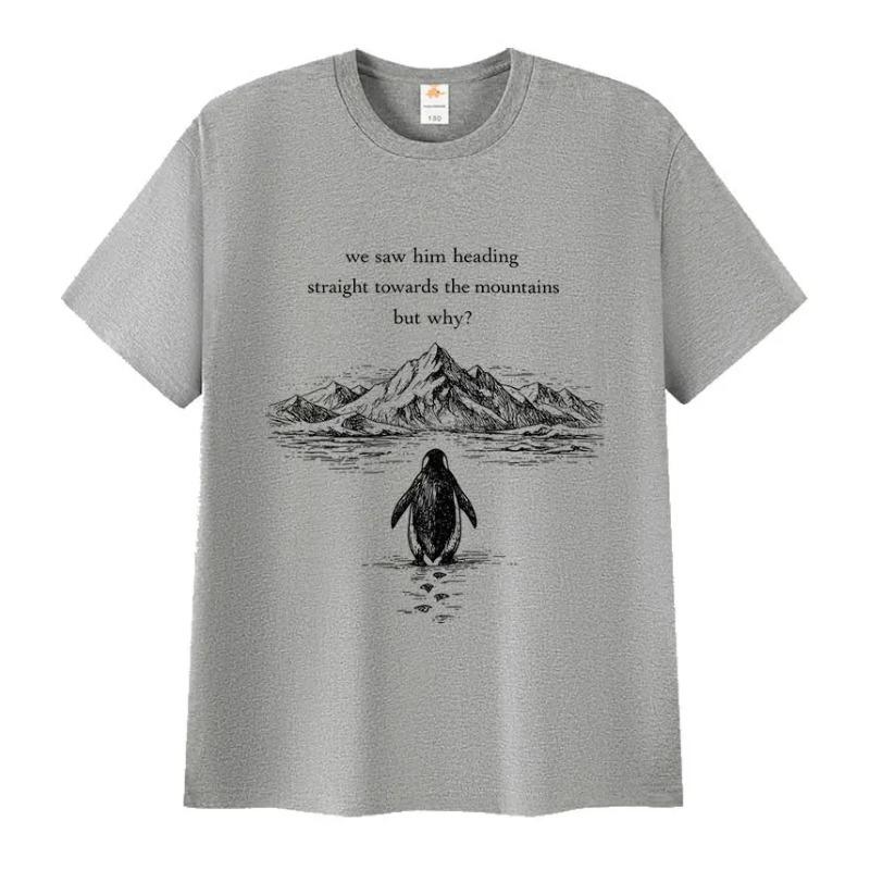 Nihilist Penguin Why Funny Meme Fans Gift T Shirt Men Women Vintage Fashion Oversized T-shirts High Quality Cotton T-shirt