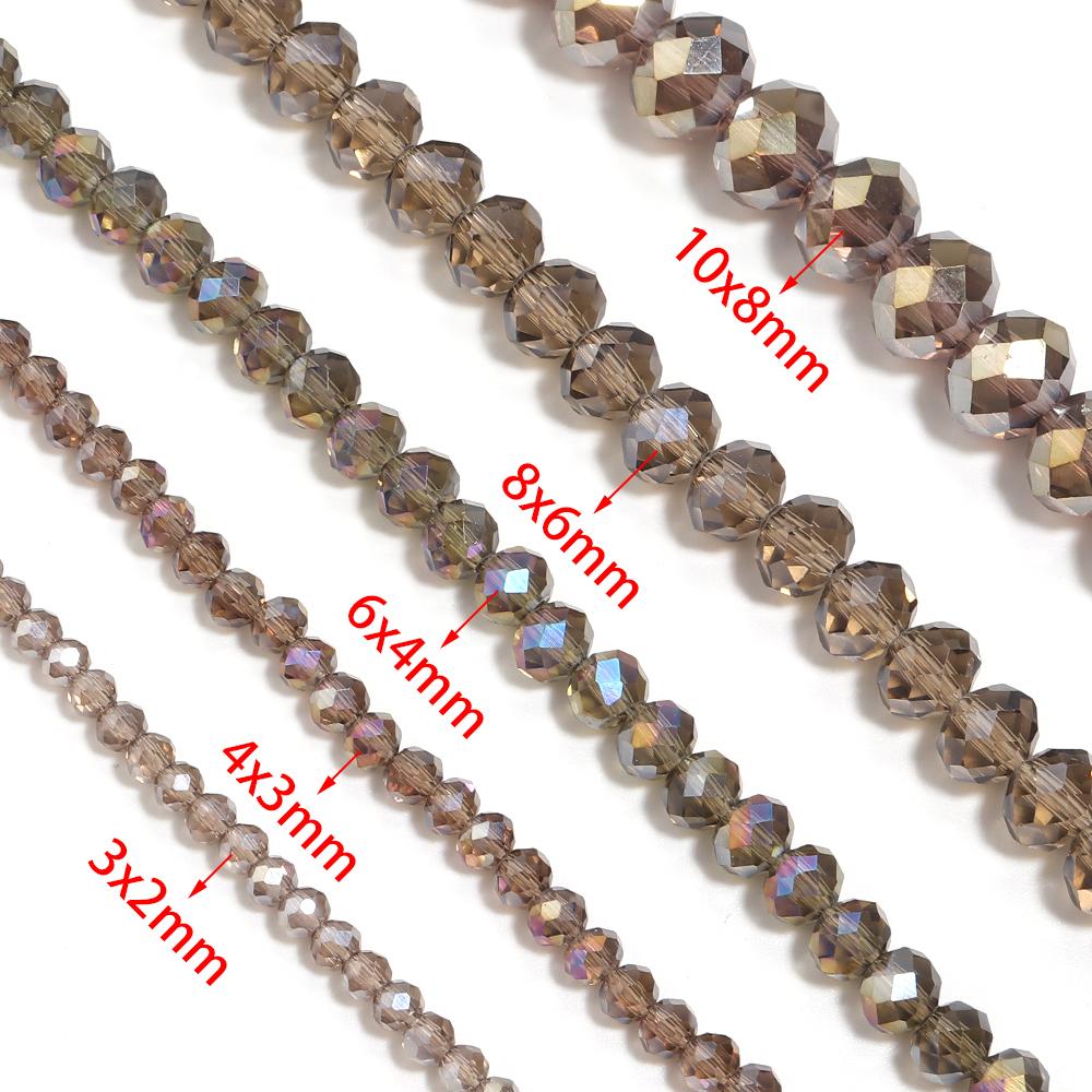 1 Strand 3/4/6/8/10mm Faceted Crystal Beads Brown Glass Loose Spacer Beads For Jewelry Making DIY Necklace Bracelets Accessories