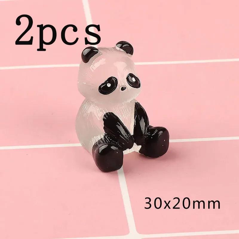 1-10pcs Glowing Panda Mini Figurines Miniature Panda Micro Landscape Ornament Glowing In Dark Miniature Flower Potted Decor